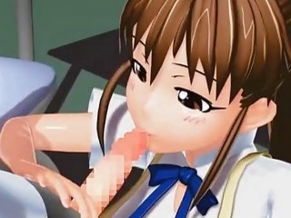 3D futanari cartoon ladyboy gets sucked off by a schoolgirl